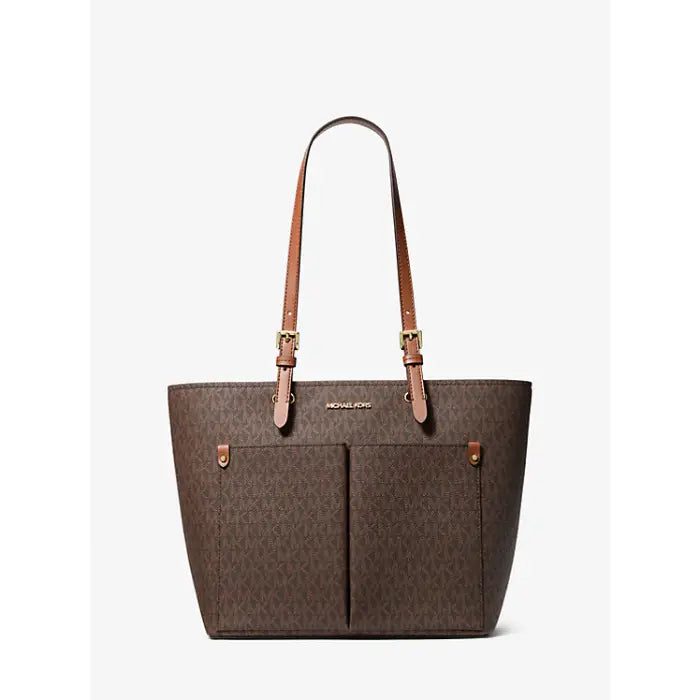 Michael Kors Jet Set Medium Logo Pocket Tote Bag (Brown)