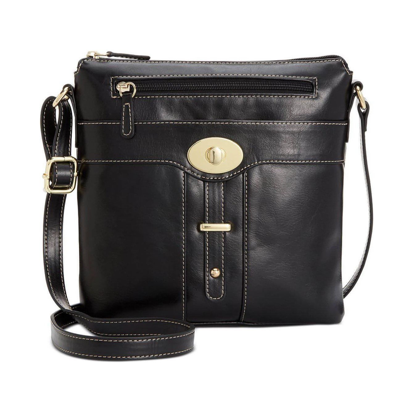 Giani Bernini Turn-Lock Glazed Crossbody (Black)